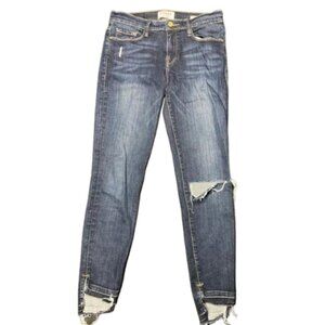 Frame Le Skinny De Jeanne Dark Wash Ripped Jeans Size 28 #0727